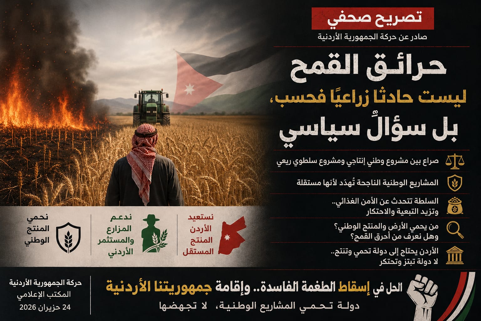 حرائق القمح ليست حادثًا زراعيًا فحسب، بل سؤالٌ سياسي