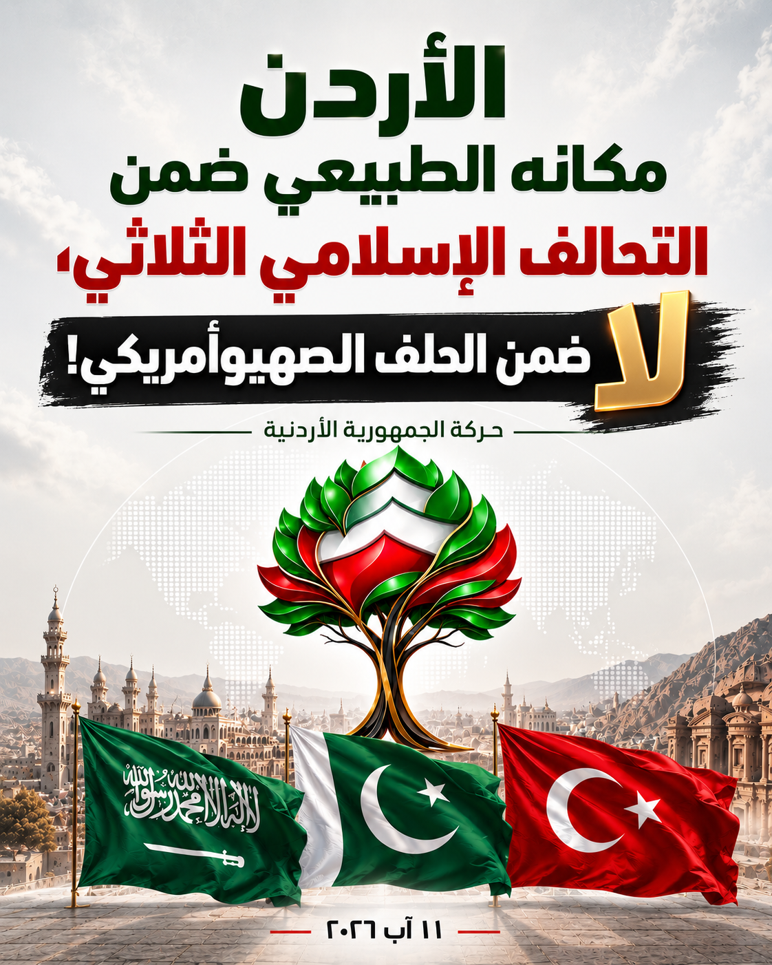 الأردن مكانه الطبيعي ضمن التحالف الإسلامي الثلاثي، لا ضمن الحلف الصهيوأمريكي!